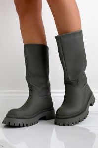 Polly Khaki Chunky Sole Boots sold by Va Va Voom
