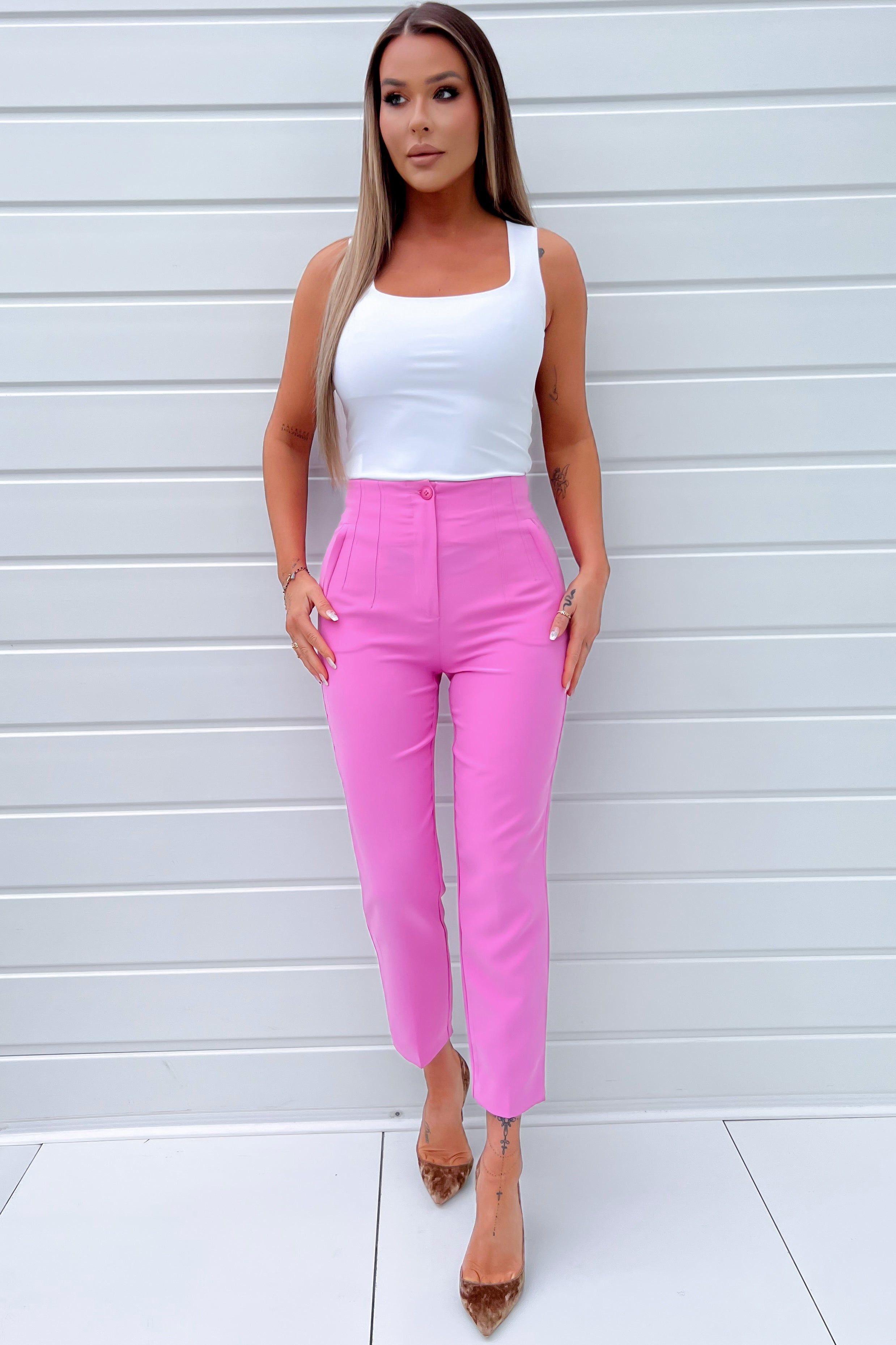 Maddie Pink High Waist Trousers sold by Va Va Voom product image thumbnail 4