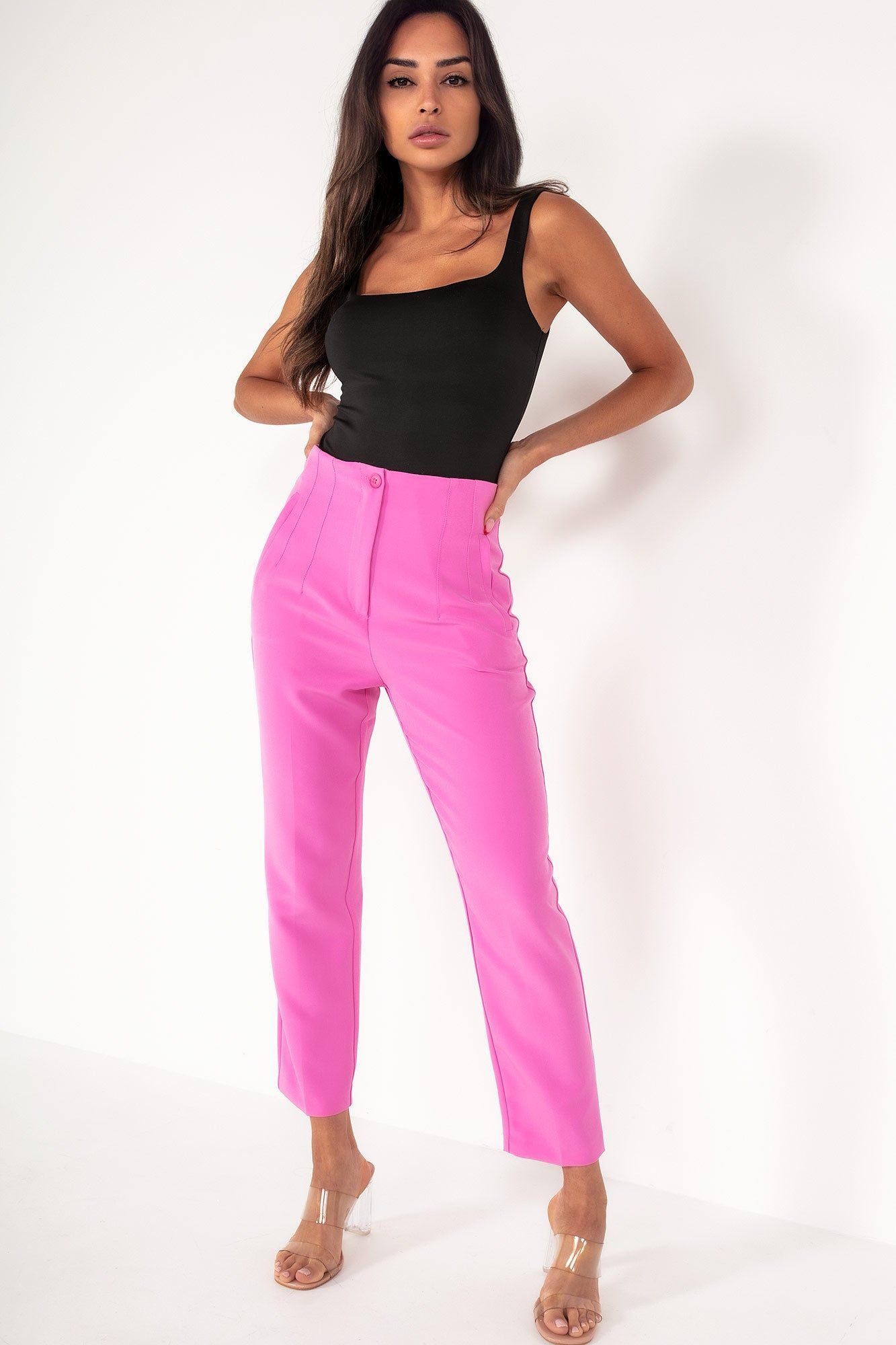 Maddie Pink High Waist Trousers sold by Va Va Voom product image thumbnail 5