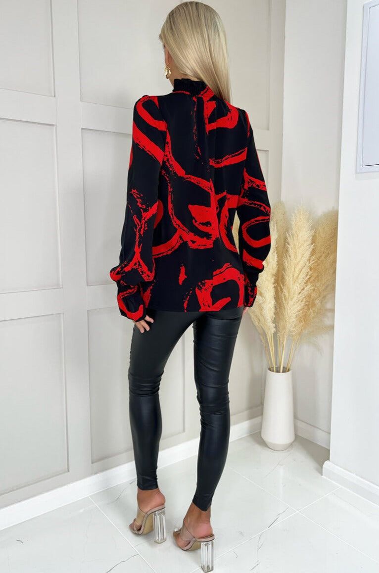 AX Paris Deborah Black and Red Print Top sold by Va Va Voom product image thumbnail 3