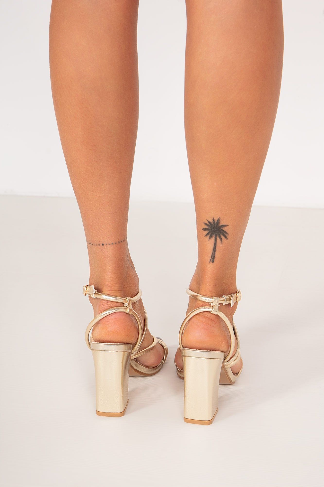 Olga Gold Strappy Block Heels sold by Va Va Voom product image thumbnail 3