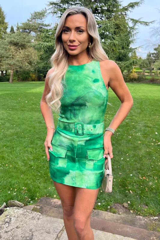 AX Paris Dannie Green Tie Dye Playsuit sold by Va Va Voom