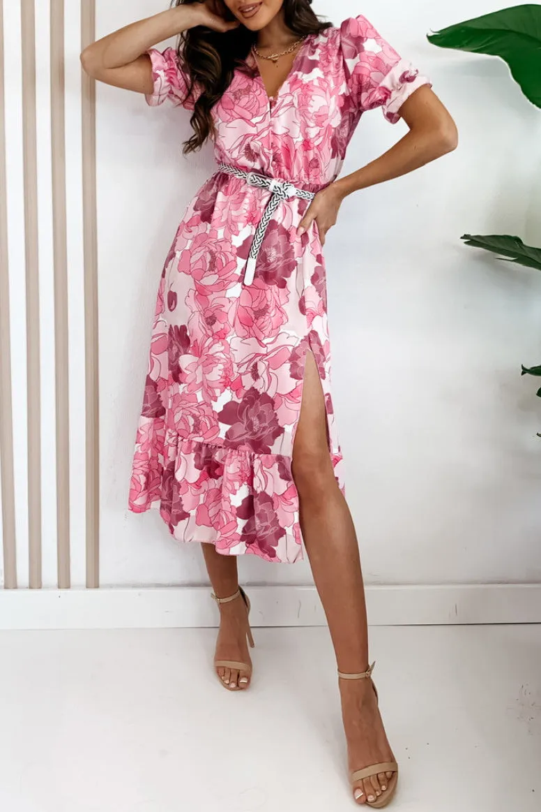 Lorna Pink Floral Midi Dress sold by Va Va Voom product image thumbnail 3