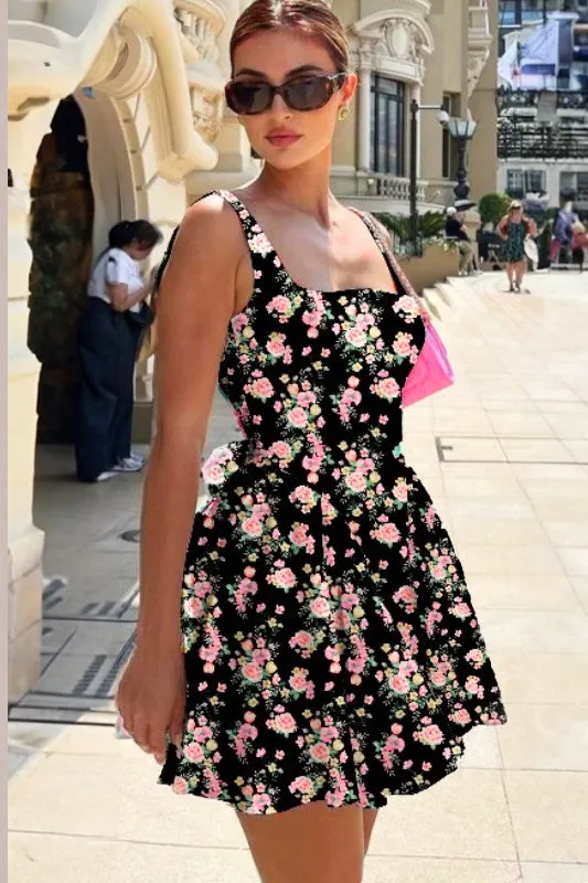 Maddie Black Floral Dress sold by Va Va Voom