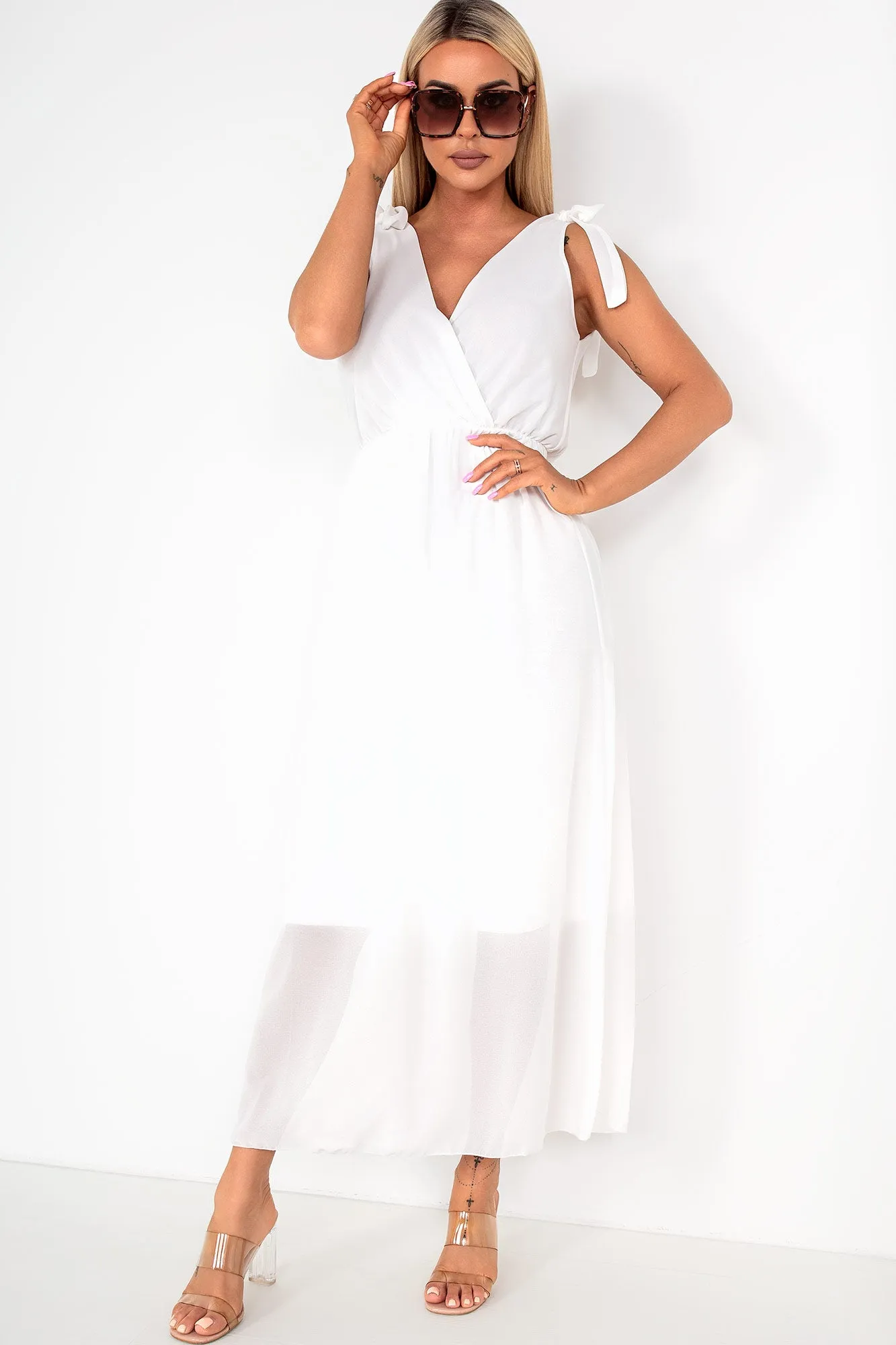 Helga White Chiffon Dress sold by Va Va Voom
