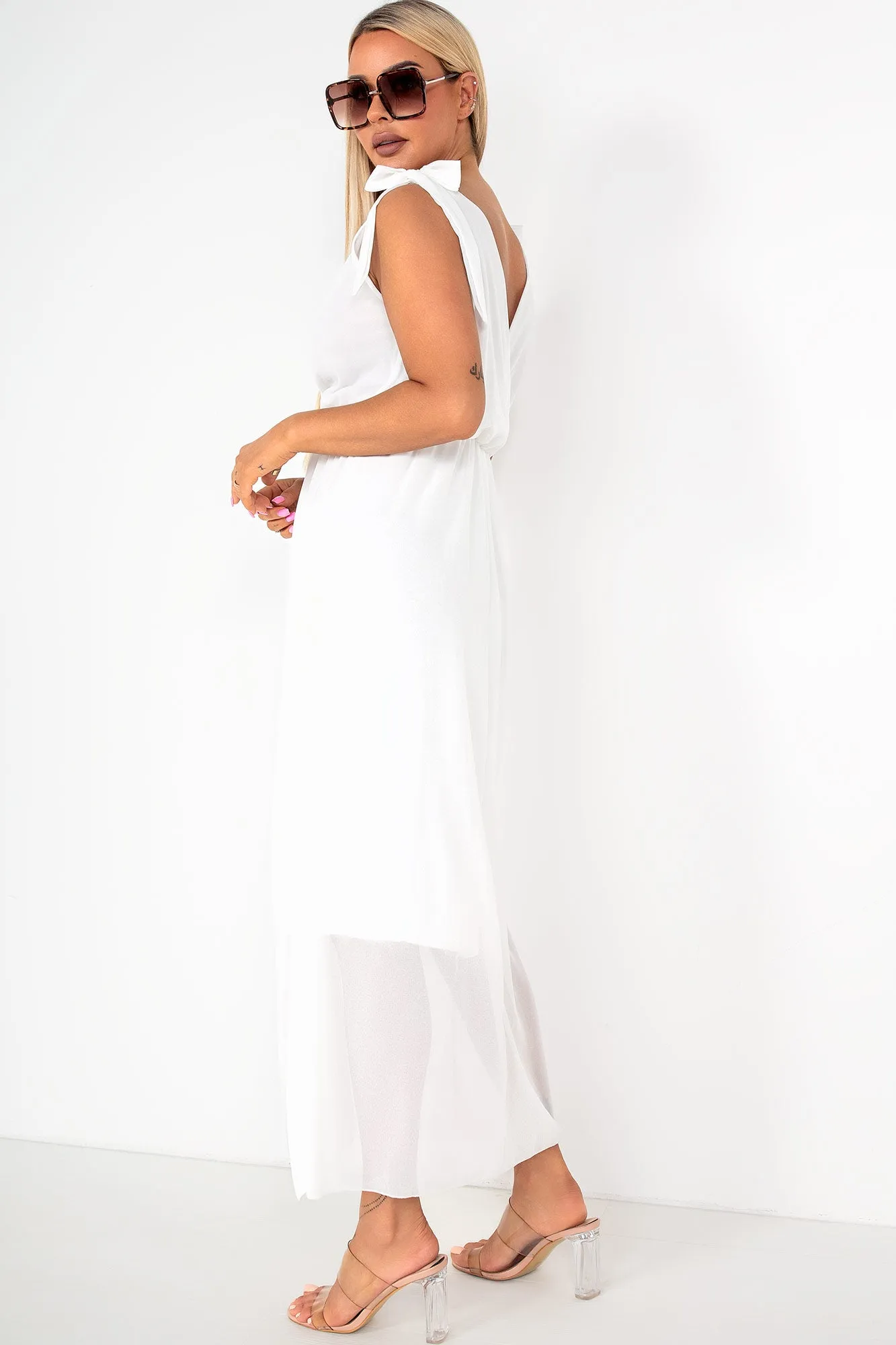 Helga White Chiffon Dress sold by Va Va Voom product image thumbnail 2
