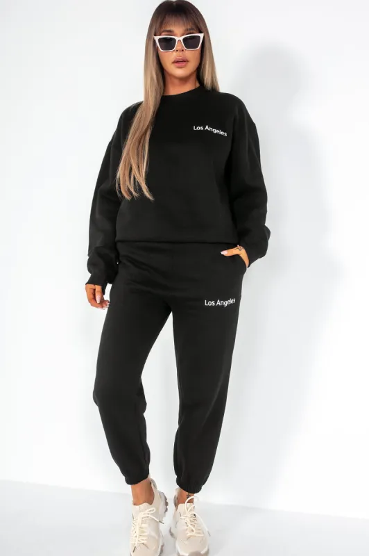 Casia Black 'Los Angeles' Jogger Co Ord sold by Va Va Voom