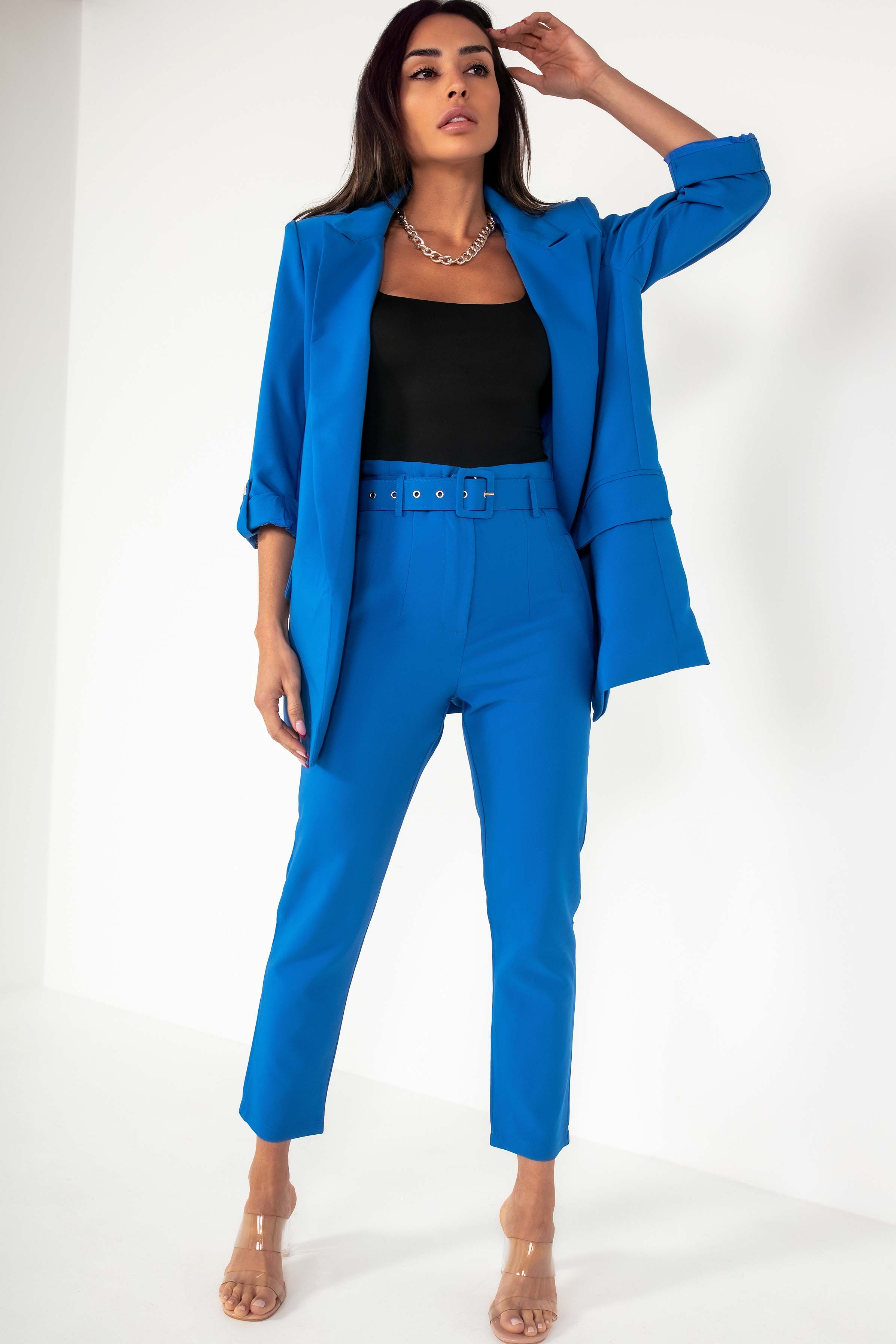Tamera Royal Blue Belted Cigarette Trousers sold by Va Va Voom product image thumbnail 5