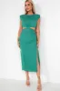 Quinella Green Linen Cut Out Dress sold by Va Va Voom