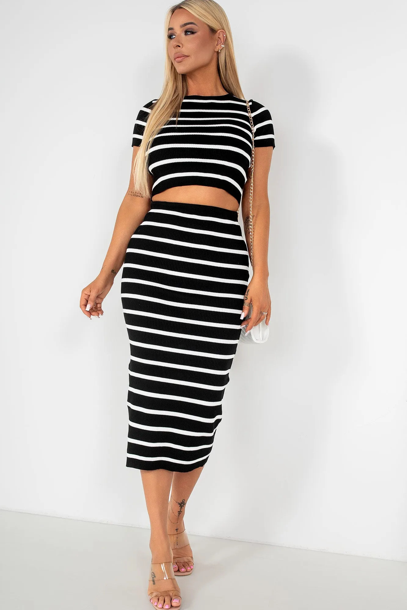 Reneta Black Striped Knit Co Ord sold by Va Va Voom