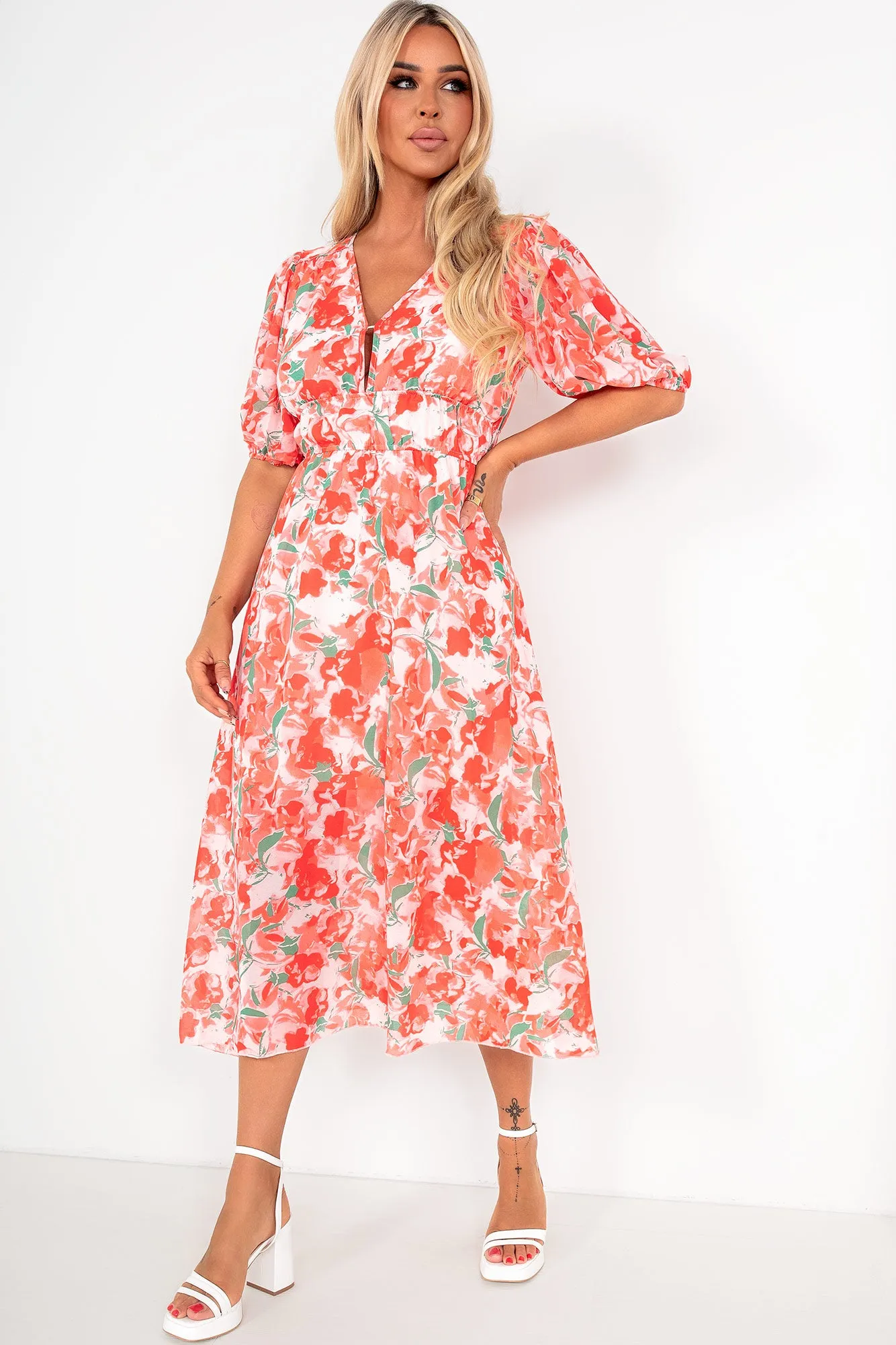 Ashley Red Chiffon Print Dress sold by Va Va Voom product image thumbnail 3