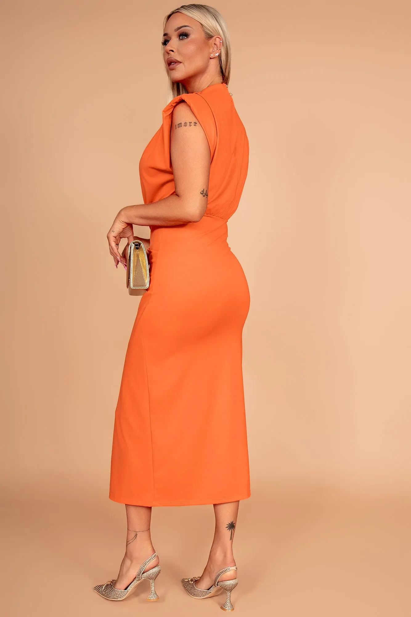 Hadleigh Orange Slinky Dress sold by Va Va Voom product image thumbnail 2