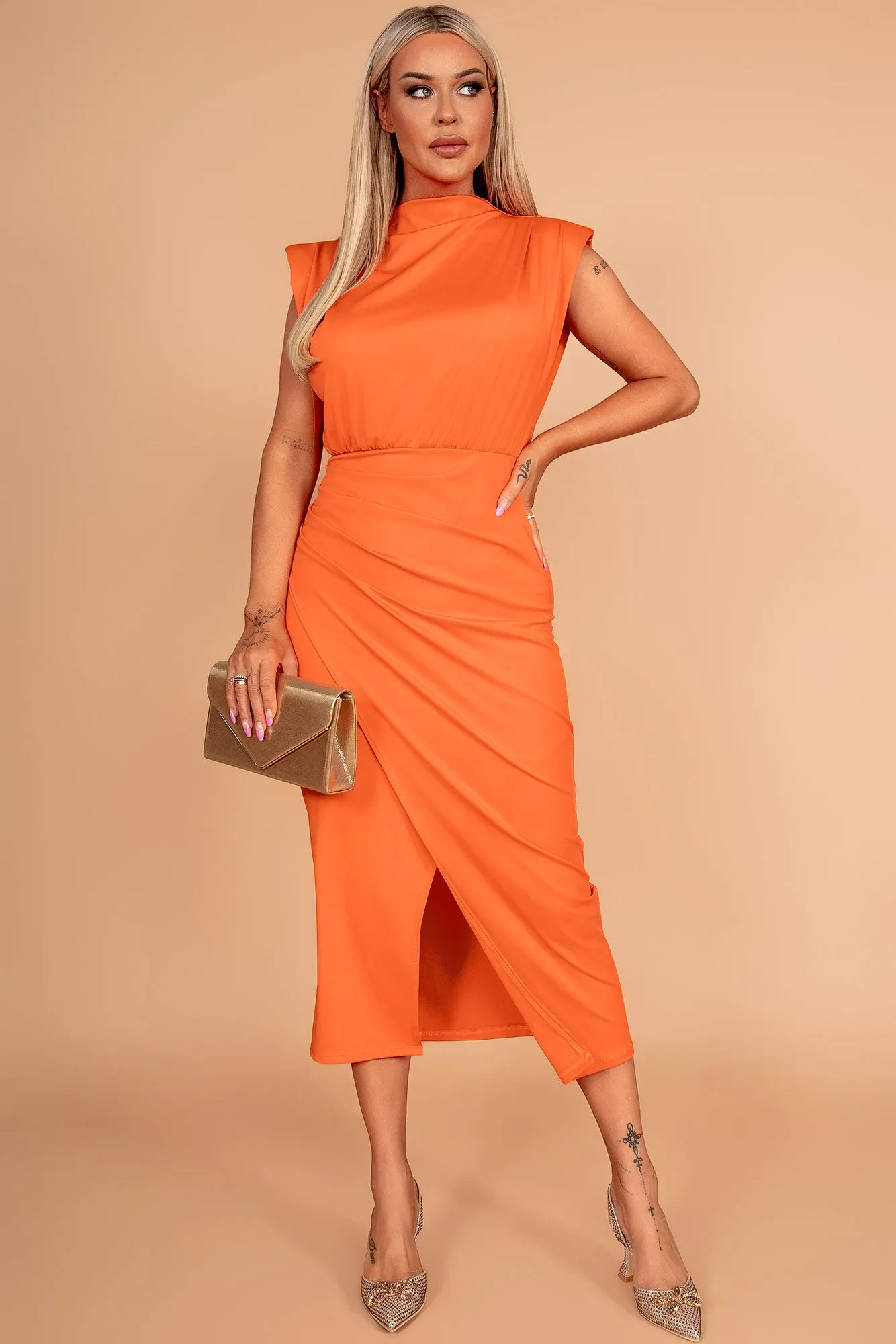 Hadleigh Orange Slinky Dress sold by Va Va Voom product image thumbnail 4