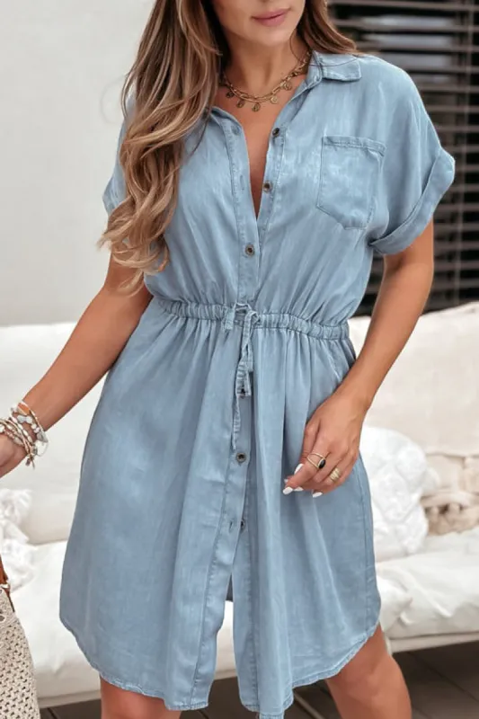 Flora Blue Denim Shirt Dress sold by Va Va Voom