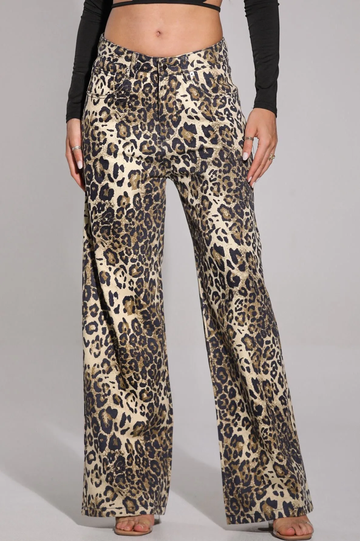 Dorothea Leopard Print Wide Leg Jeans sold by Va Va Voom product image thumbnail 4