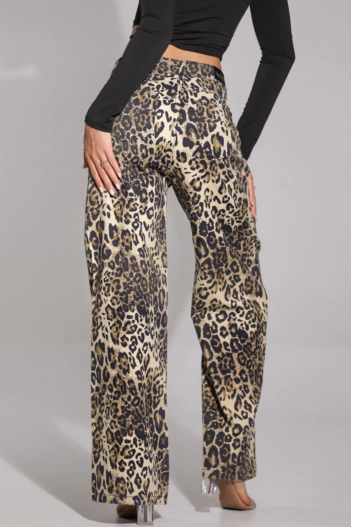 Dorothea Leopard Print Wide Leg Jeans sold by Va Va Voom product image thumbnail 2