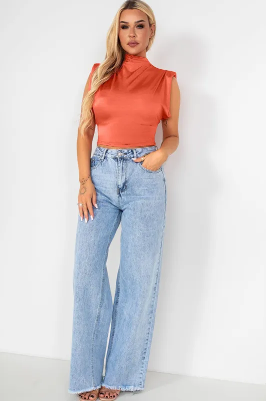 Lainey Orange Slinky Top sold by Va Va Voom