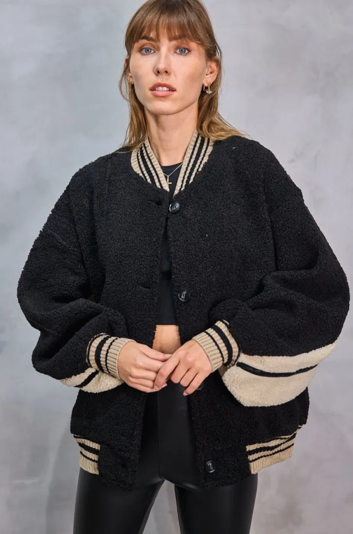 Kora Black 'New York' Borg Bomber Jacket sold by Va Va Voom product image thumbnail 2