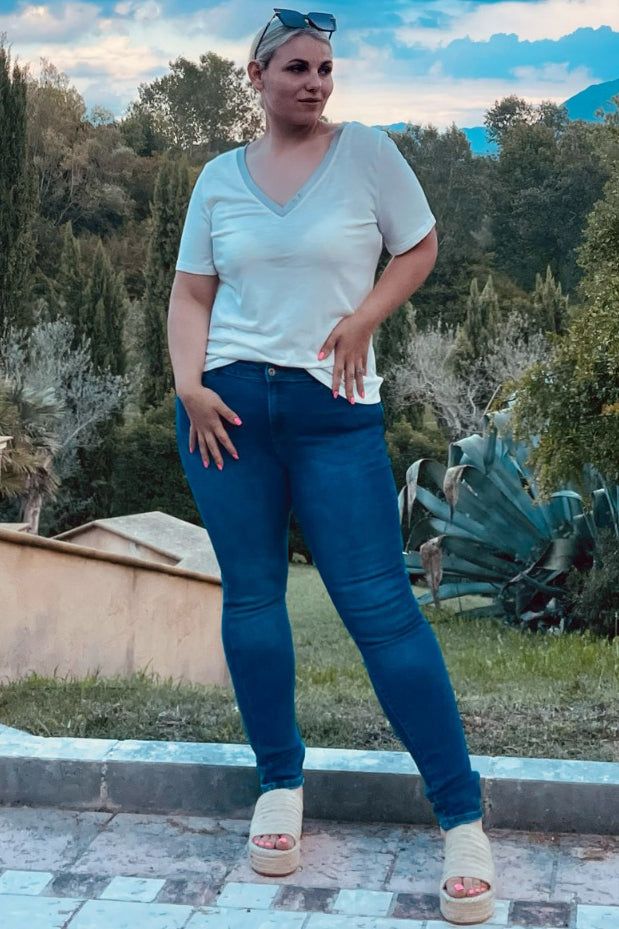 Flynn Curve Dark Blue High Waist Jeans sold by Va Va Voom