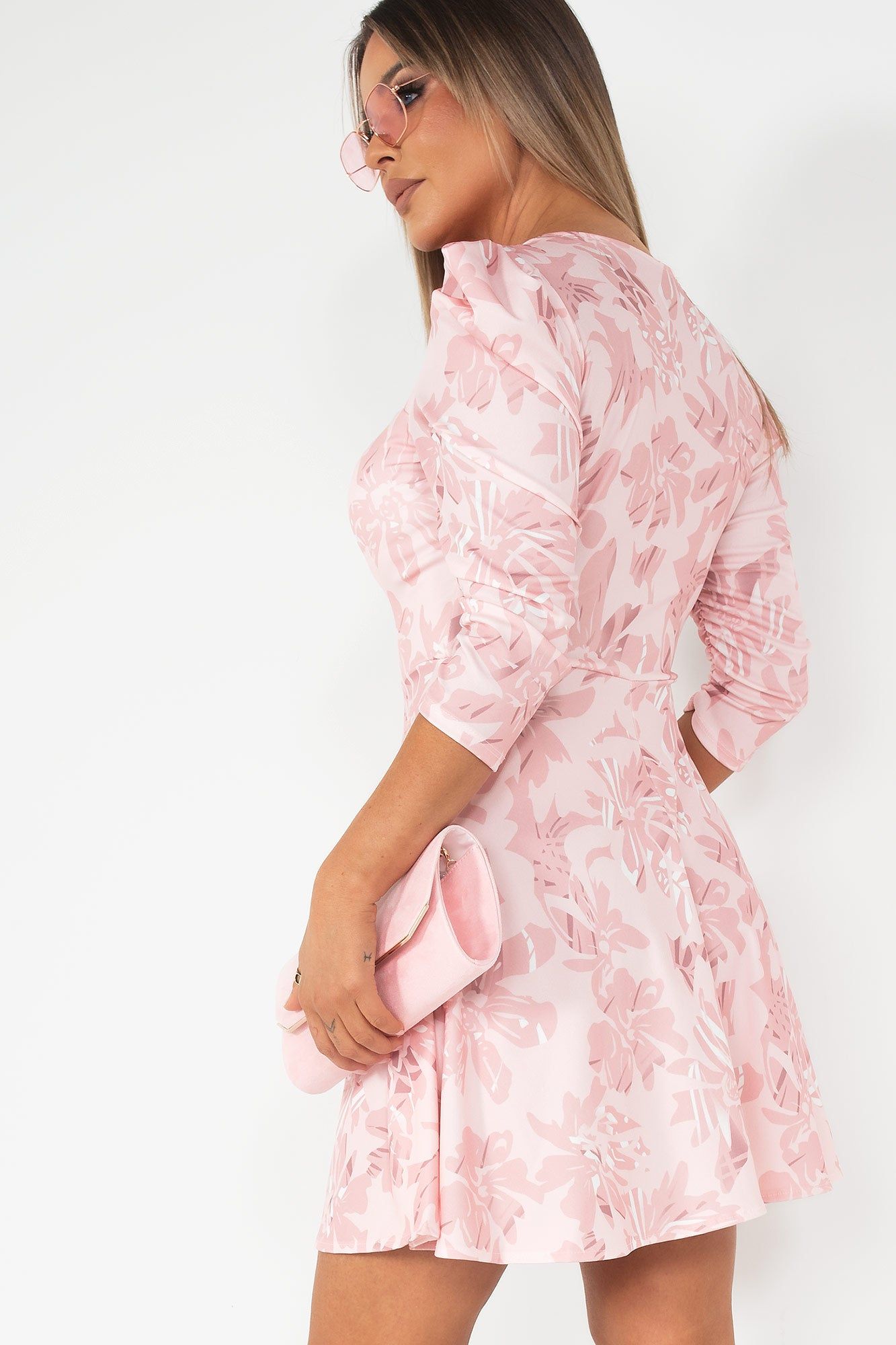 Viera Pale Pink Floral Dress sold by Va Va Voom product image thumbnail 2