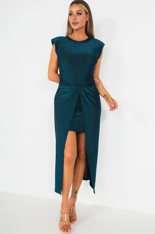 Keira Blue Shimmer Sleeveless Dress sold by Va Va Voom