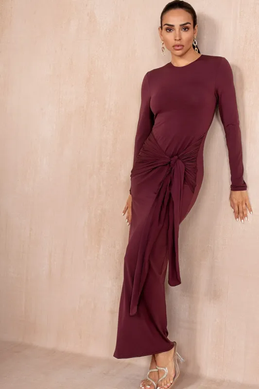 AX Paris Alice Plum Sash Detail Dress sold by Va Va Voom