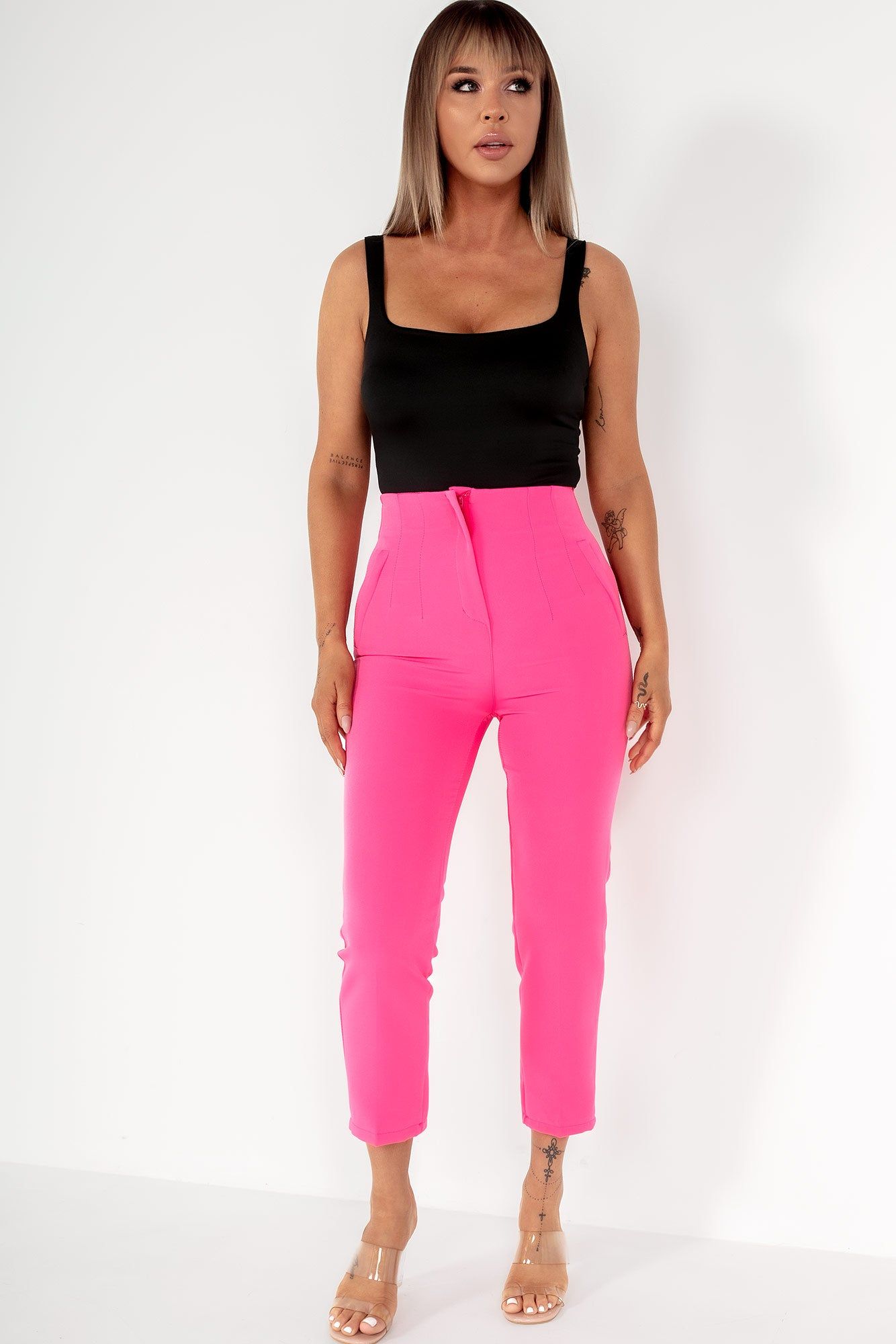 Ohanna Pink Cigarette High Waist Trousers sold by Va Va Voom product image thumbnail 3