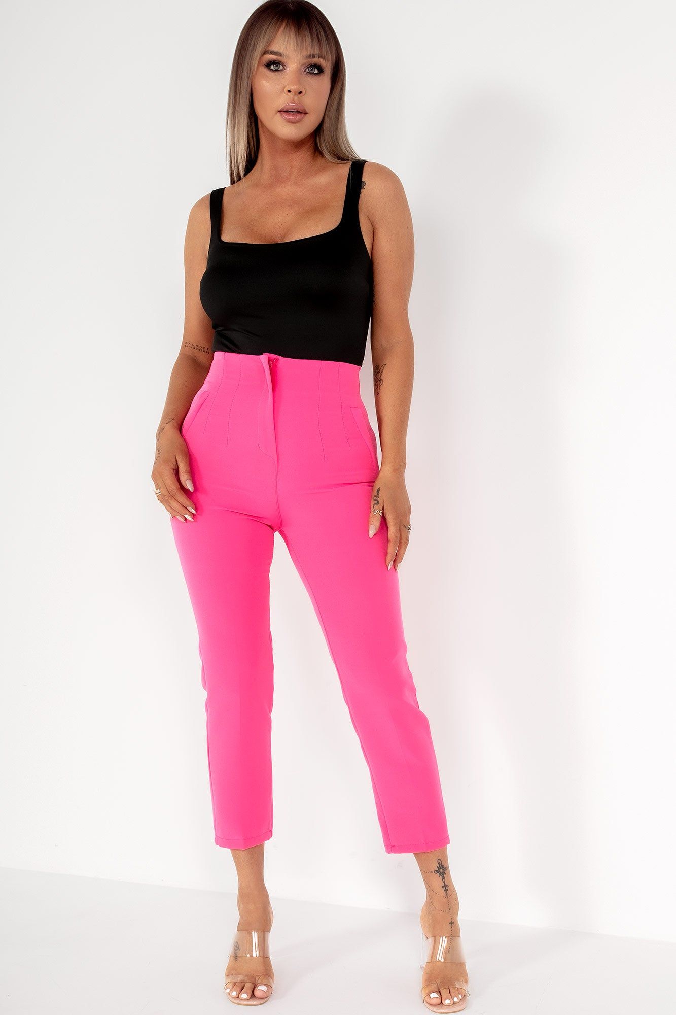 Ohanna Pink Cigarette High Waist Trousers sold by Va Va Voom