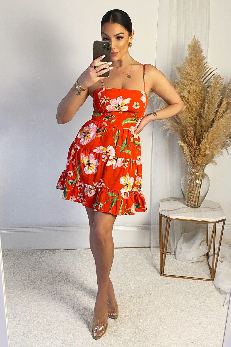 AX Paris Paislee Red Floral Tiered Dress sold by Va Va Voom product image thumbnail 4