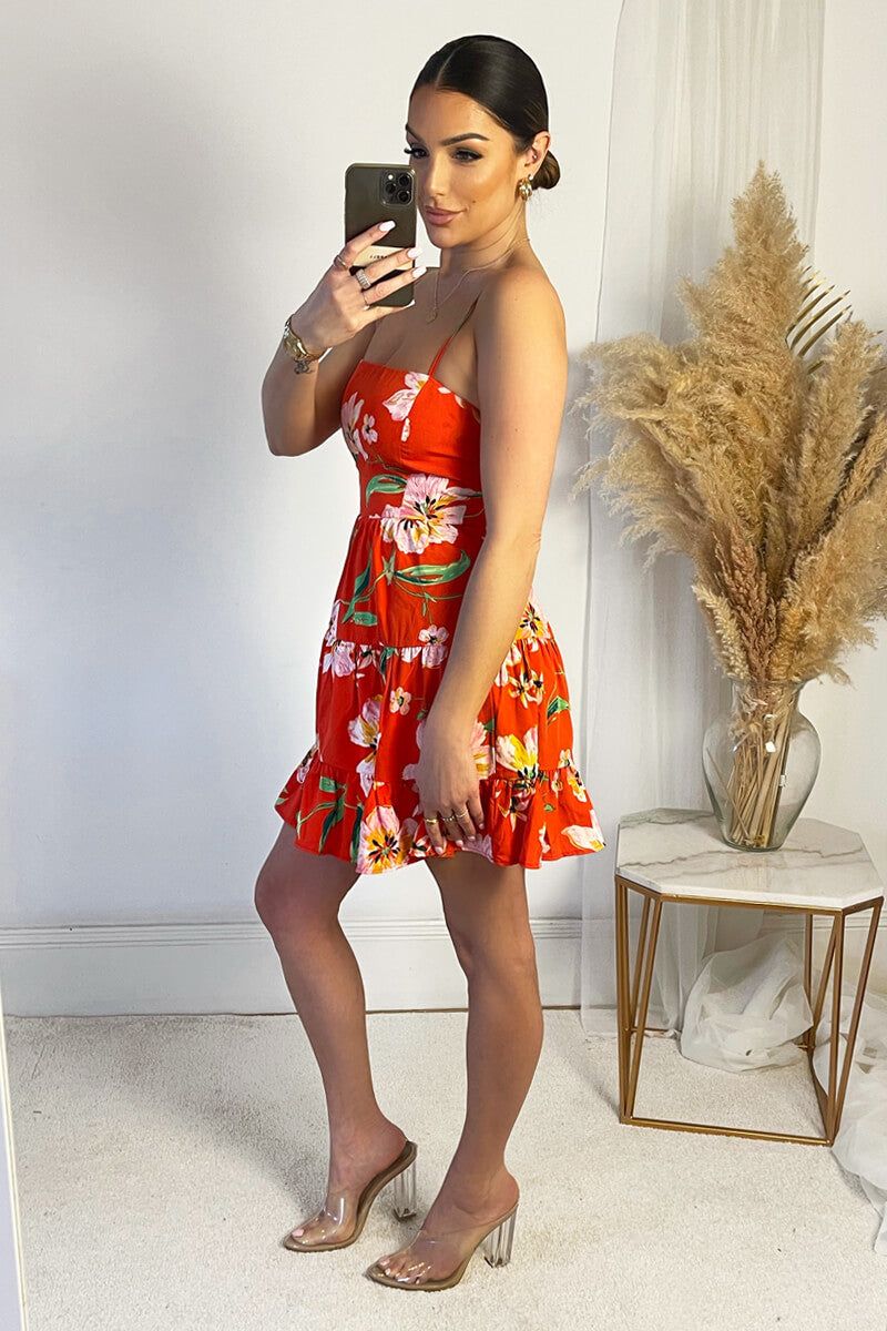AX Paris Paislee Red Floral Tiered Dress sold by Va Va Voom product image thumbnail 2