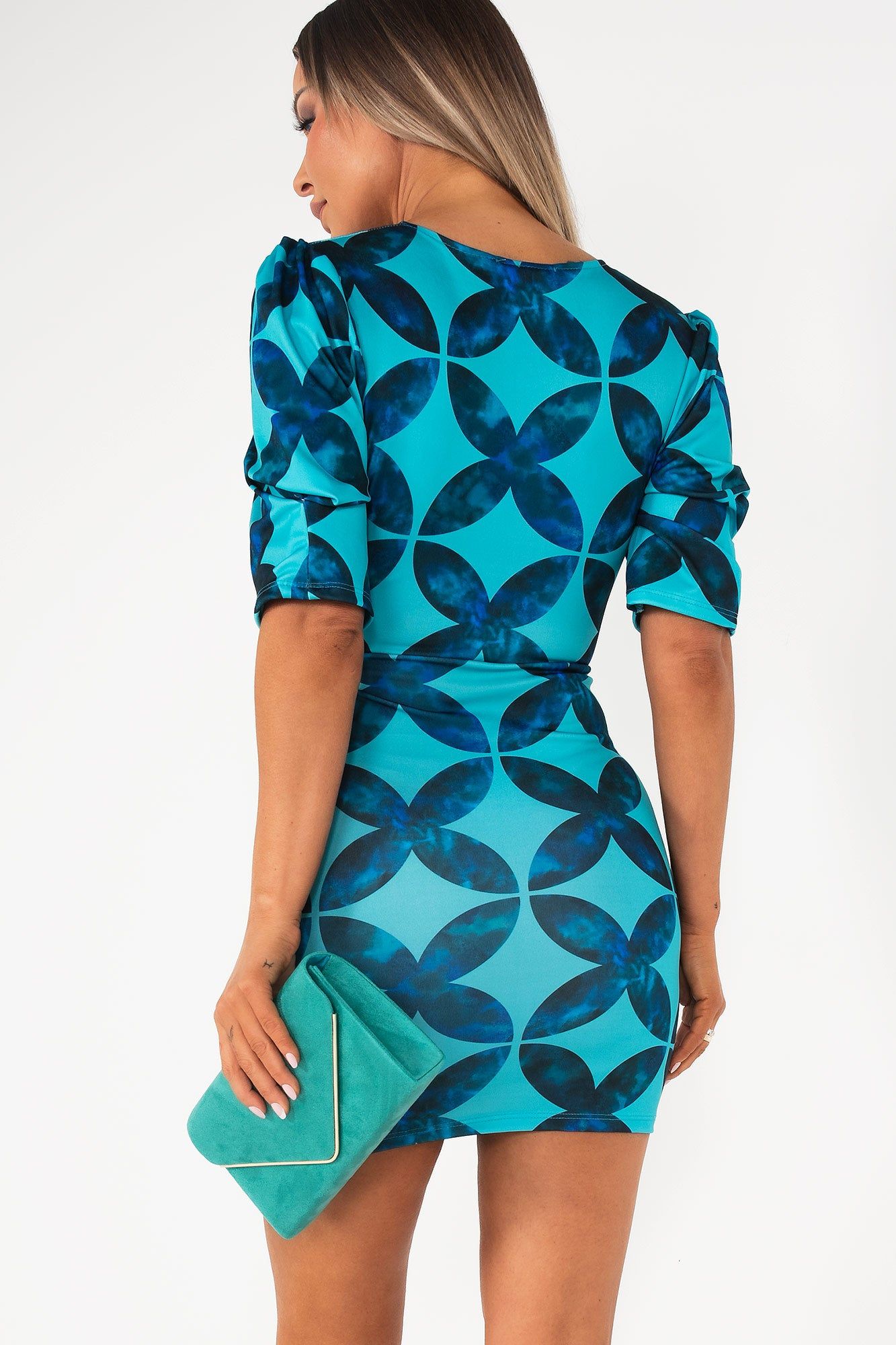 Clarissa Teal Twist Front Dress sold by Va Va Voom product image thumbnail 2