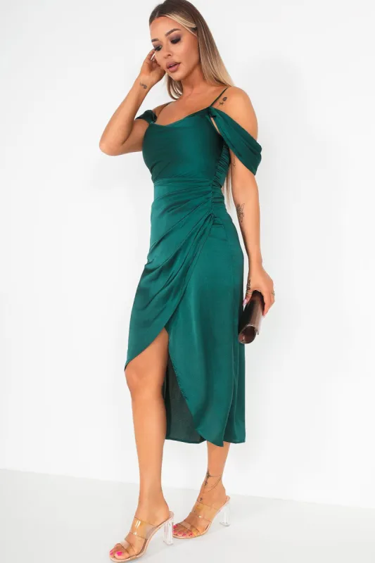 Girl In Mind Camila Green Satin Dress sold by Va Va Voom