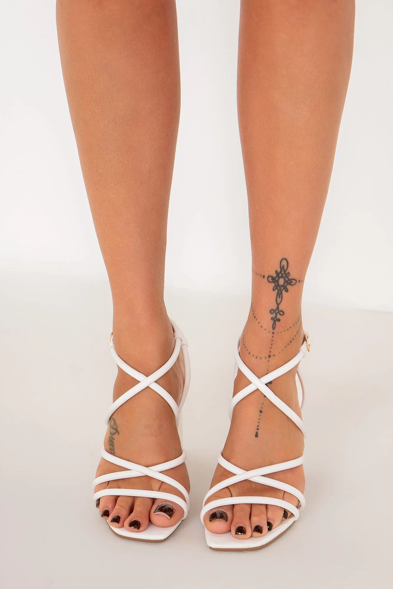 Olga White Strappy Block Heels sold by Va Va Voom product image thumbnail 4