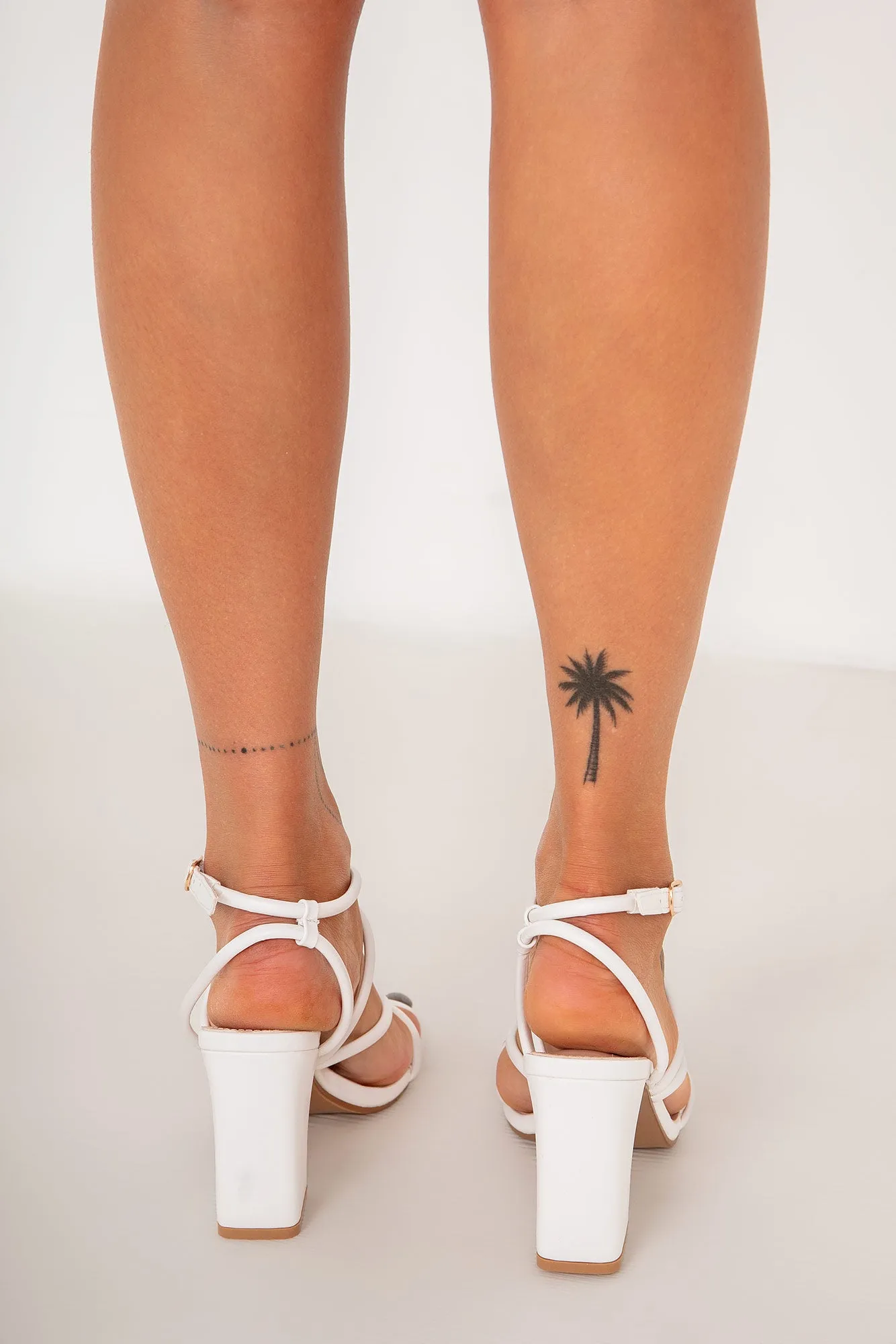 Olga White Strappy Block Heels sold by Va Va Voom product image thumbnail 3