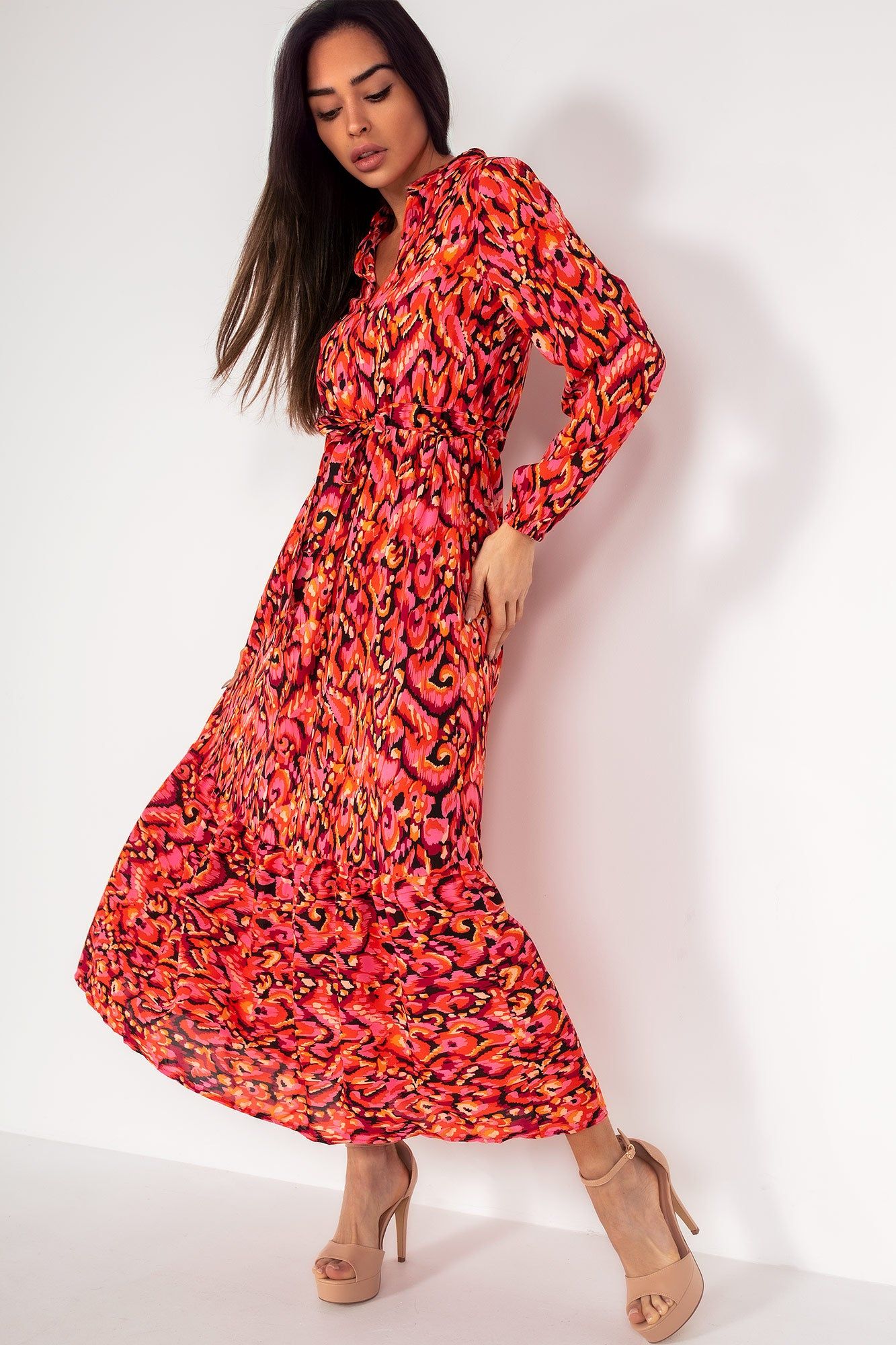 Nori Red Printed Midi Dress sold by Va Va Voom product image thumbnail 4