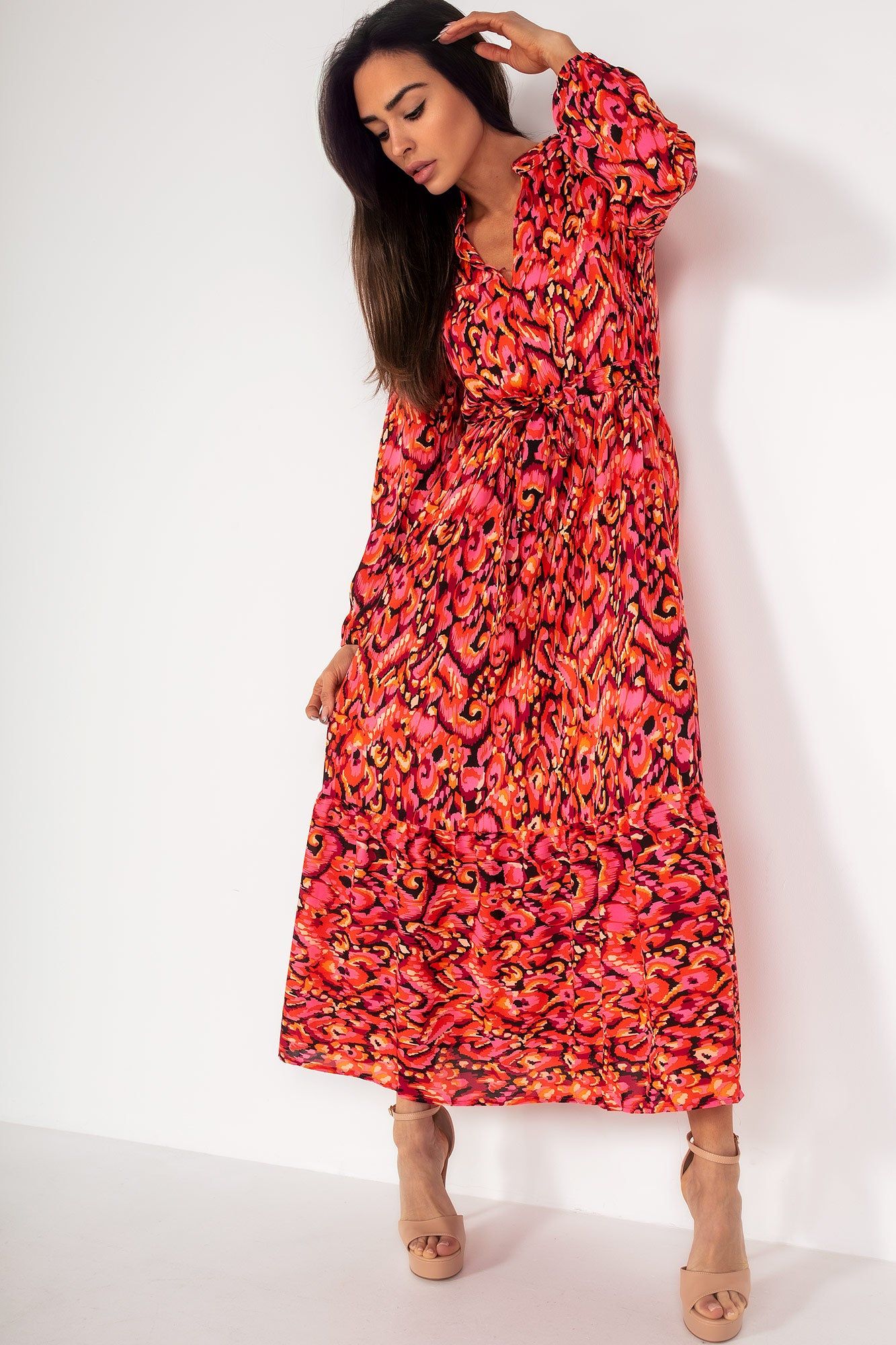 Nori Red Printed Midi Dress sold by Va Va Voom product image thumbnail 3