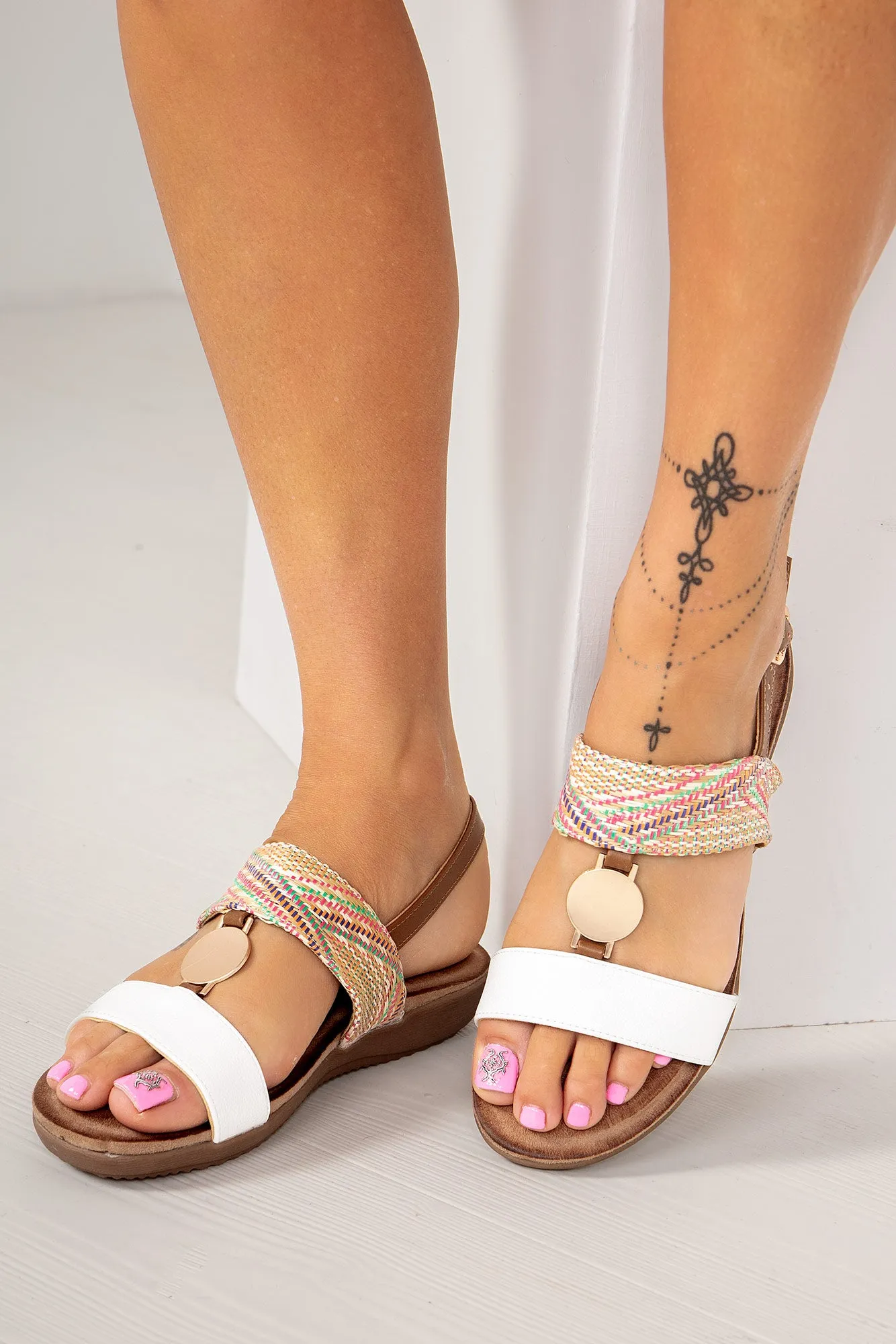 Orilla White Flat Sandals sold by Va Va Voom product image thumbnail 3