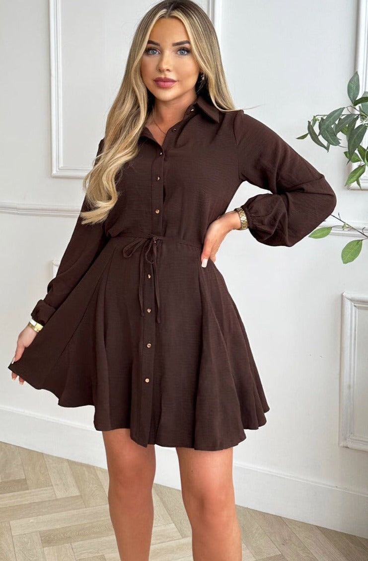 AX Paris Clara Chocolate Shirt Dress sold by Va Va Voom