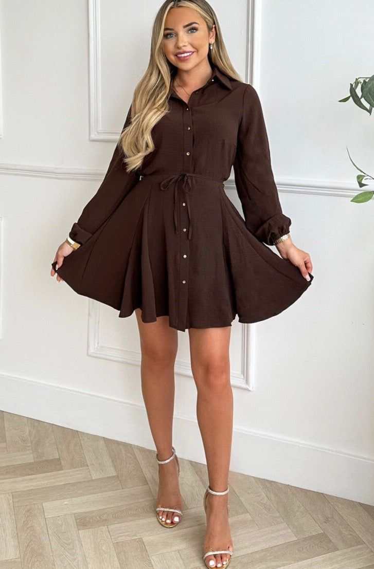 AX Paris Clara Chocolate Shirt Dress sold by Va Va Voom product image thumbnail 3