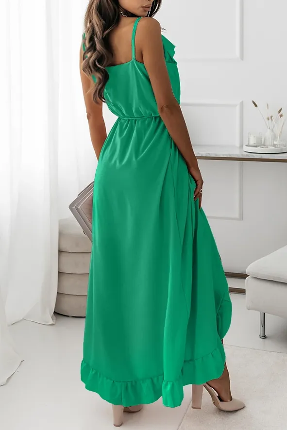 Kamari Green Chiffon Frill Belted Dress sold by Va Va Voom product image thumbnail 2