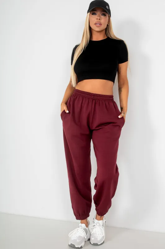 Olivia Burgundy Oversized Joggers sold by Vavavoom