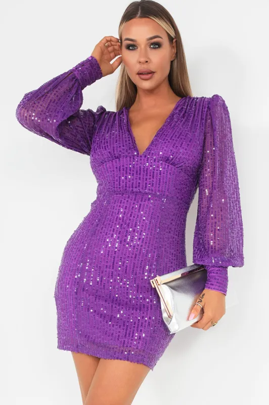 Girl In Mind Ariel Purple Sequin Dress sold by Va Va Voom