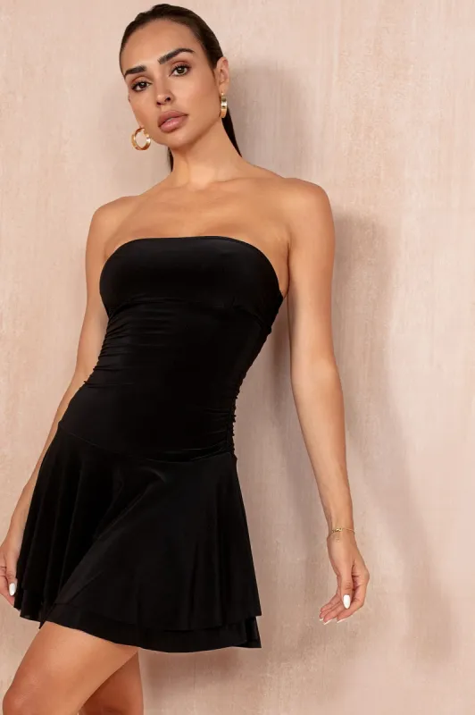 Clarina Black Slinky Bandeau Dress sold by Va Va Voom