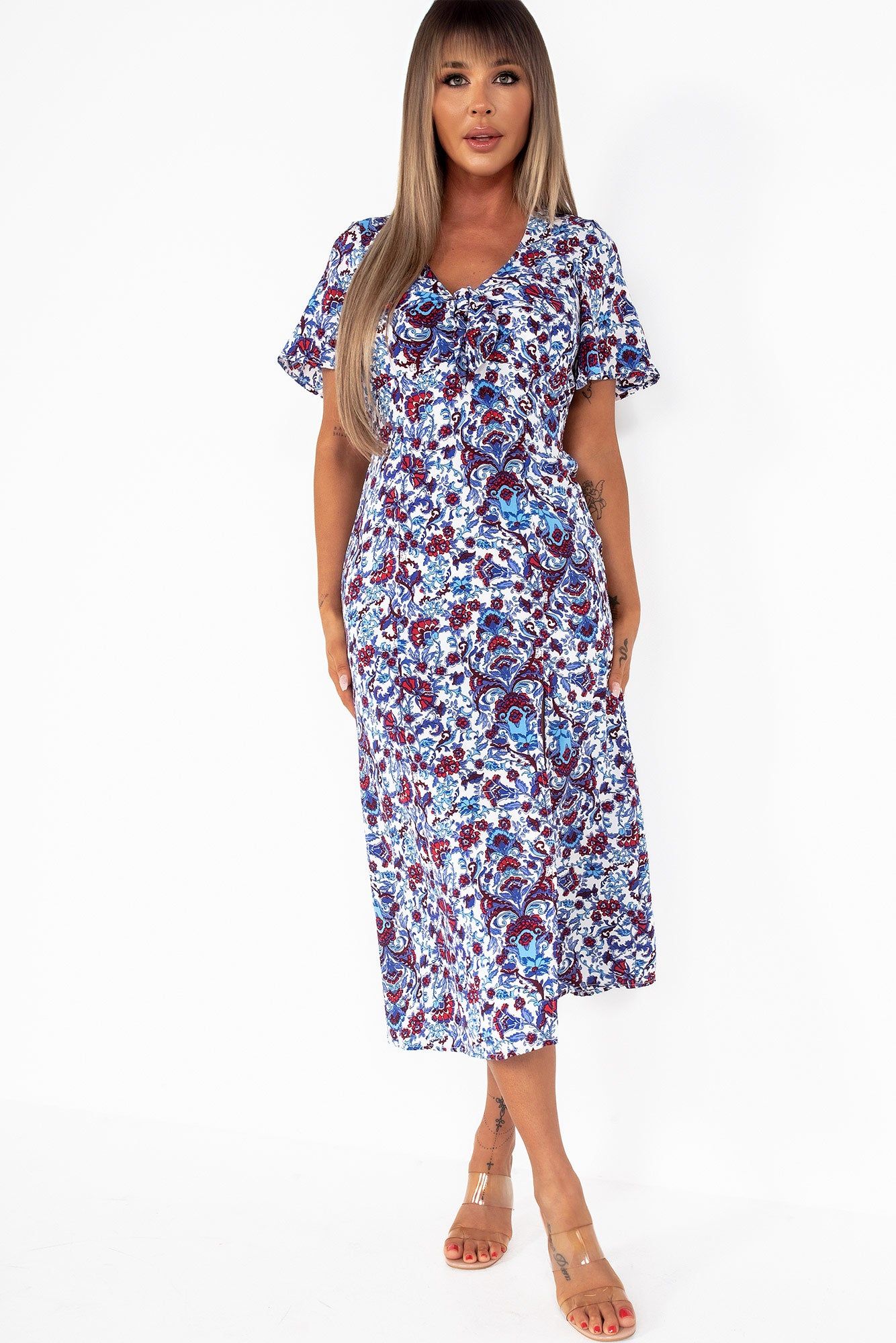 AX Paris Sutton Blue Floral Midi Dress sold by Va Va Voom product image thumbnail 4