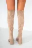 Tanya Taupe Suedette Knee High Boots sold by Va Va Voom