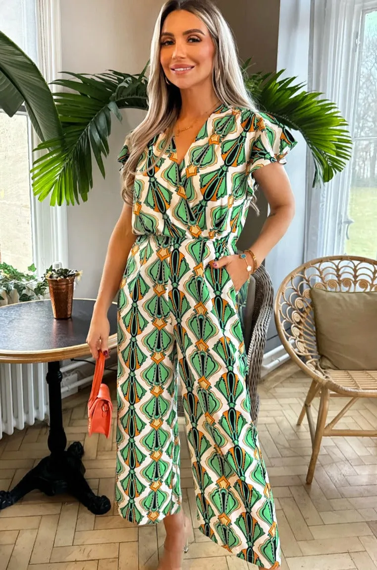 AX Paris Gwen Green Print Jumpsuit sold by Va Va Voom