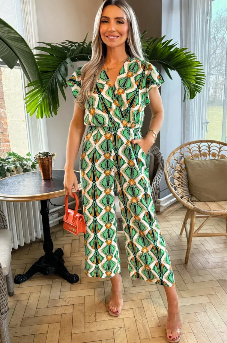 AX Paris Gwen Green Print Jumpsuit sold by Va Va Voom product image thumbnail 2