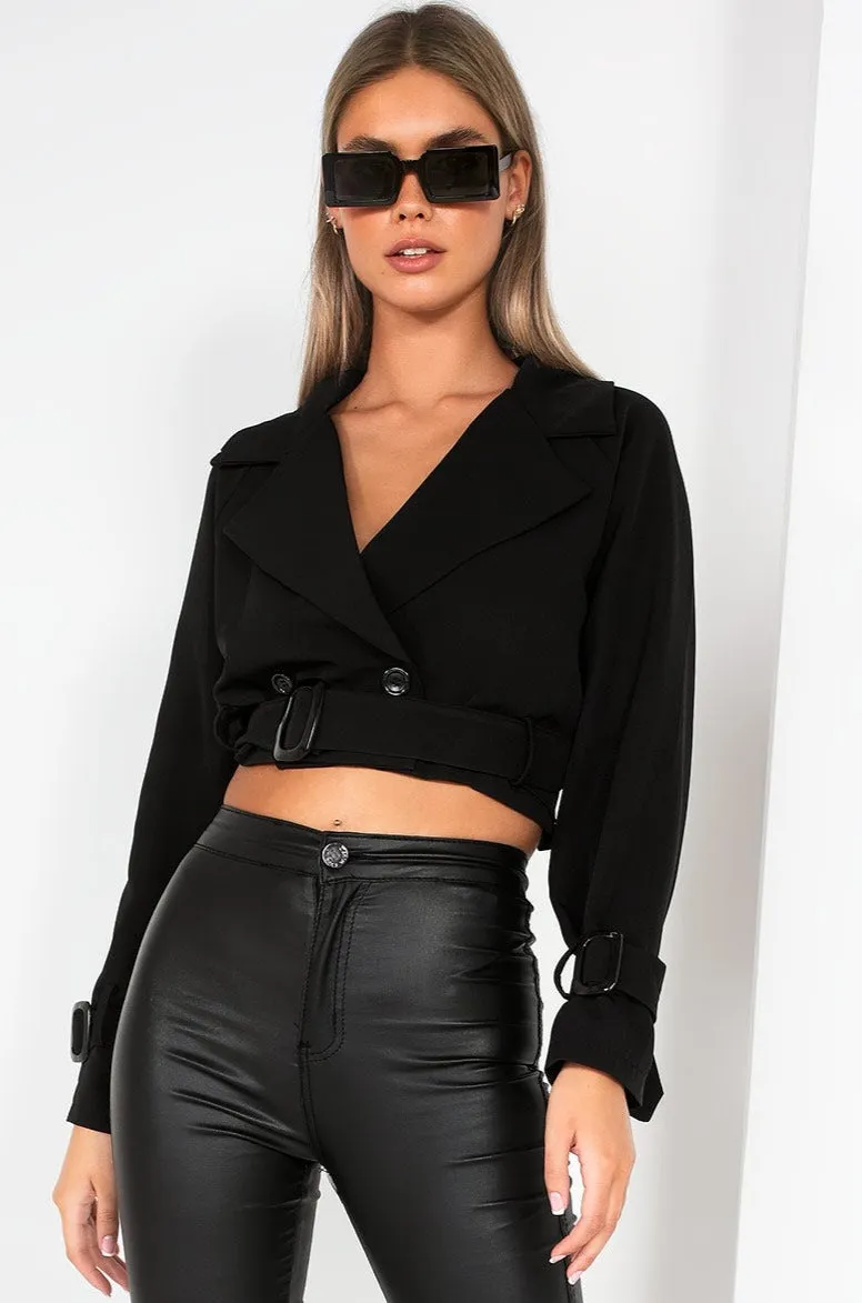 Claudelle Black Cropped Jacket sold by Va Va Voom