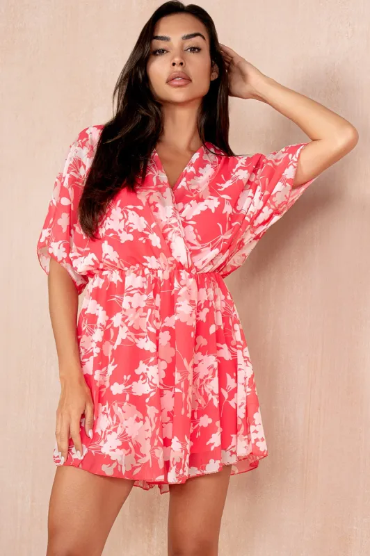 Wrenley Coral Chiffon Print Playsuit sold by Va Va Voom