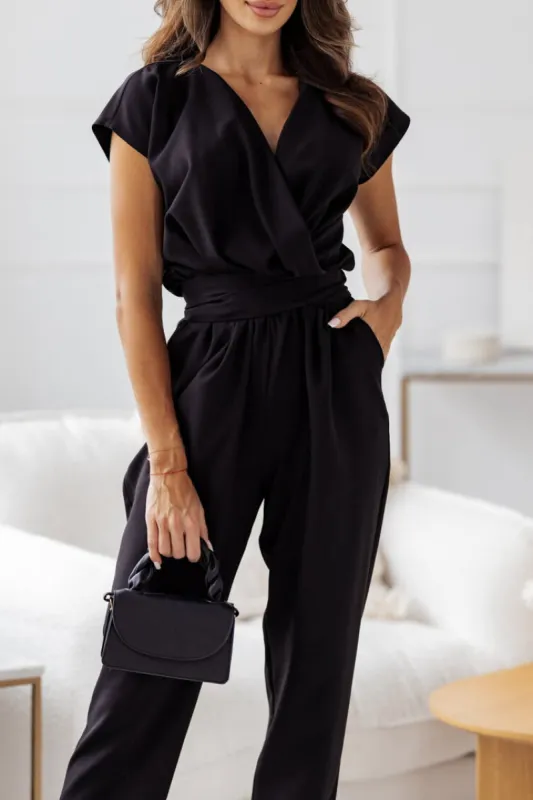 Brody Black Sleeveless Belted Jumpsuit sold by Va Va Voom